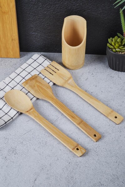 JASPER 15135 Woody 4 Parça Ahşap Bambu Kaşık Seti