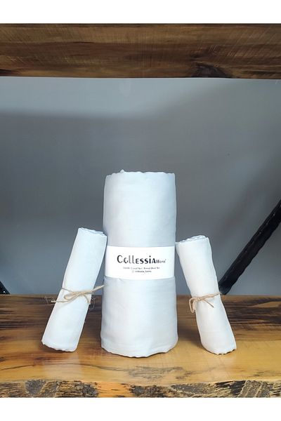 CollessiaHome Ice Blue 100% Cotton Satin Double Elastic Sheet Set