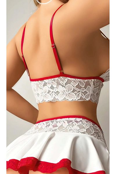 CNG fashion Κόκκινο και λευκό φιόγκο Λεπτομερές φανταχτερό νυχτικό