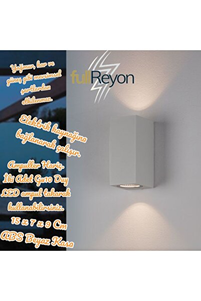 fullreyon Çift Yönlü Beyaz Kasa Modern Bahçe Duvar Apliği, IP65 Sınıfı Plasti...