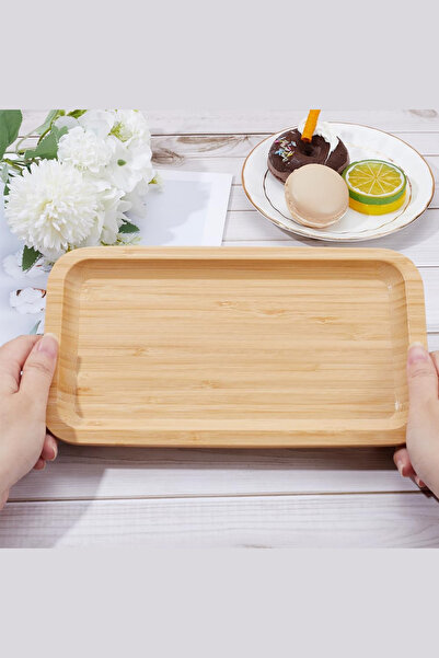 NEWNOW Bamboo Presentation Plate, Spice Stand, Oil Pot Stand, Bamboo Snack Bowl 24 * 14 cm (2 Pieces)