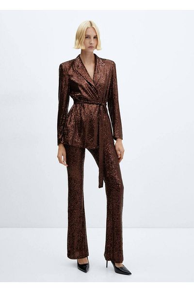 MANGO Woman Pantaloni evazați cu paiete