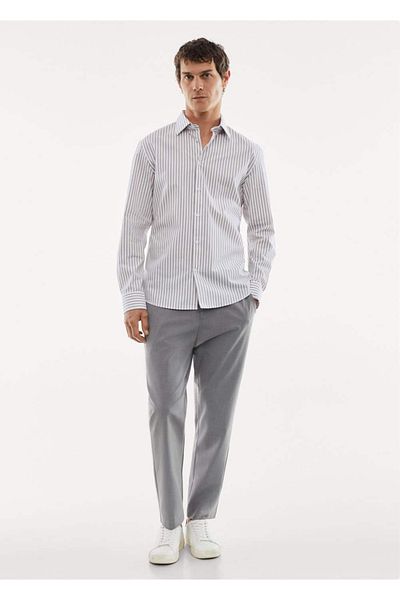 MANGO Man Πουκάμισο από ύφασμα με ριγέ Stretch Slim Fit