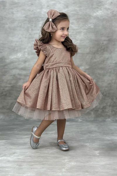 ABİYEKİDS Glittery Style Gold Children's Evening Dress ABY4505