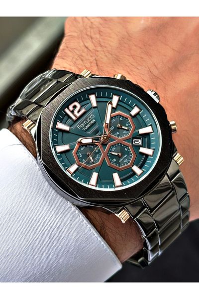 Ferrucci Anthracite Color Function Steel Cord Men's Wristwatch Bracelet
