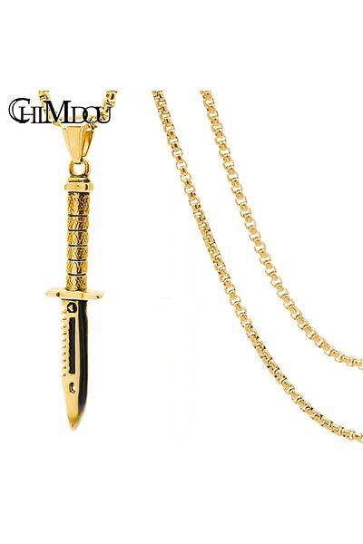 FG KONNİCHİWA Rambo Knife Knife Baynonet Unisex Vintage Stainless Steel Necklace