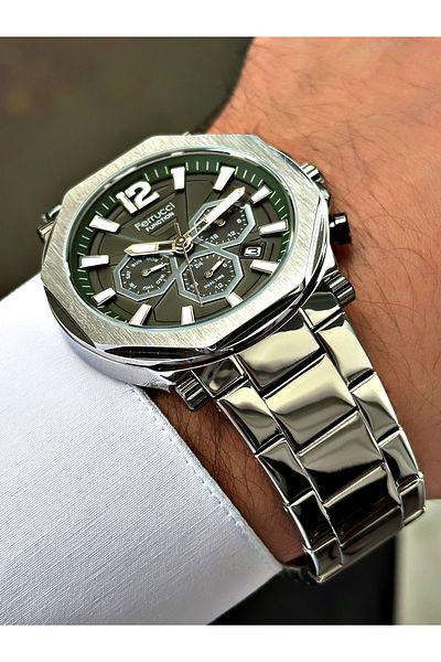 Ferrucci Silver Color Functional Steel Strap Men's Wristwatch Bracelet Gift
