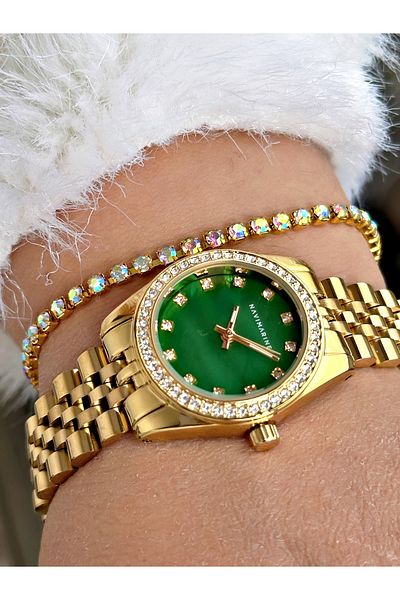 Navimarine Gold Color Steel Cord Women's Wristwatch + Bracelet