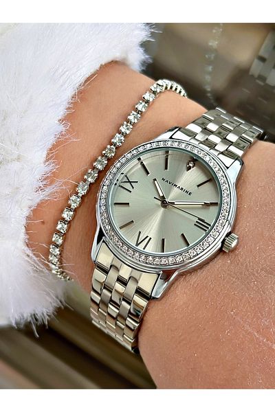 Navimarine Gold Color Steel Cord Women's Wristwatch + Bracelet Gift