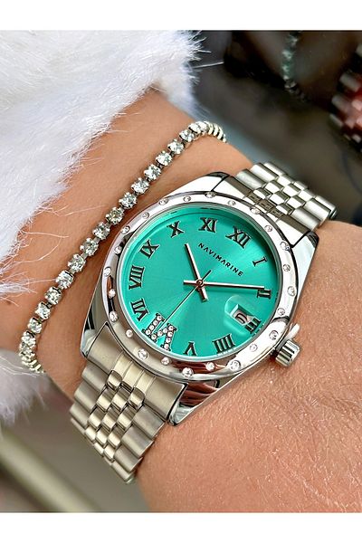 Navimarine Silver Color Steel Strap Women's Wristwatch + Bracelet Gift