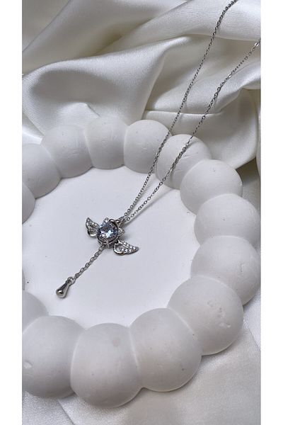 Accessories Animated Steel Necklace with Angel Wings