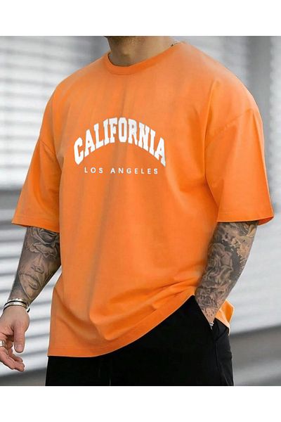 khufu CALIFORNIA Tricou oversize cu imprimeu portocaliu, cu croiala relaxata, unisex