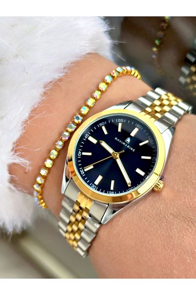 Navimarine Gold Color Steel Cord Women's Wristwatch + Bracelet Gift
