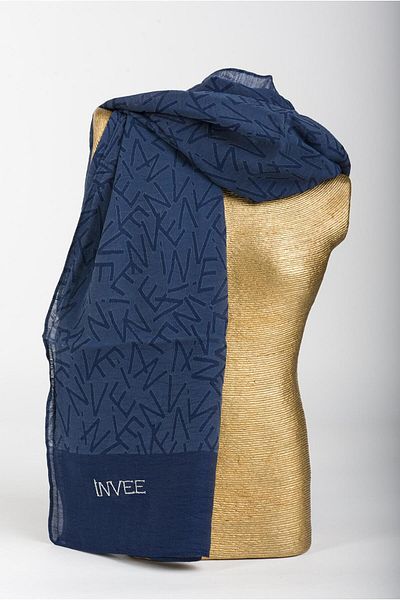 Invee Navy Blue 1550 Patterned Shawl - I?nvee