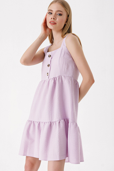 Bigdart 2385 Square Neck Summer Dress - Lilac