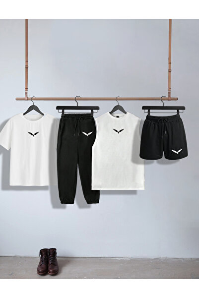 ZEMLİYA طقم تي شيرت مطبوع عليه جناح مكون من 4 قطع (تي شيرت + تي شيرت بدون أكم...