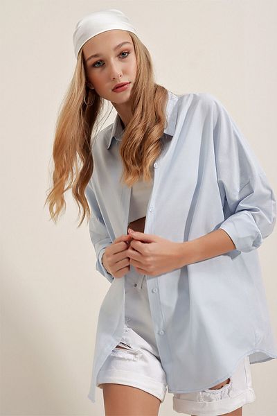 Bigdart 3900 Oversize Long Basic Shirt – Hellblau