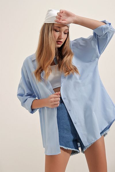 Bigdart 3900 Oversize-Lang-Basic-Hemd – Blau