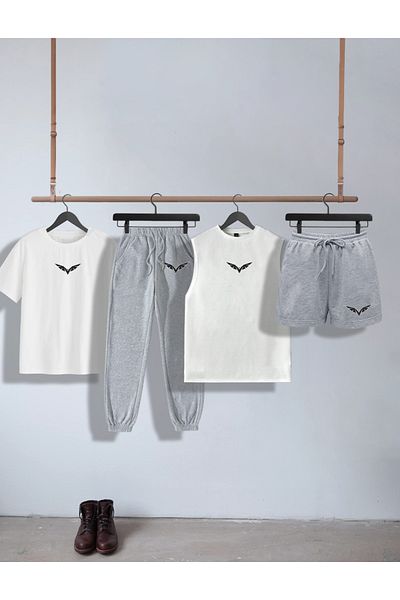 ZEMLİYA 4-PIECE WING PRINTED TSHIRT SET (T-Shirt + Zero Sleeve T-Shirt + Sweatpants + Shorts)