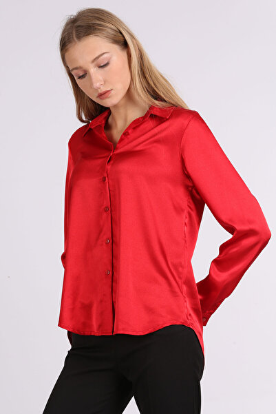 Bigdart 3964 Lightly Flowing Satin Shirt - Claret Red