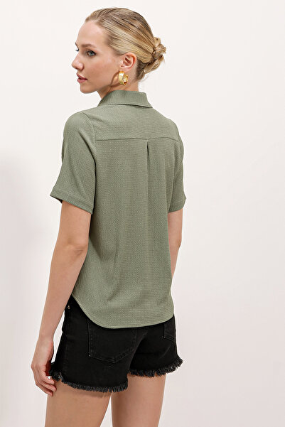 Bigdart 20181 Gold Buttoned Knitted Shirt - Çağla