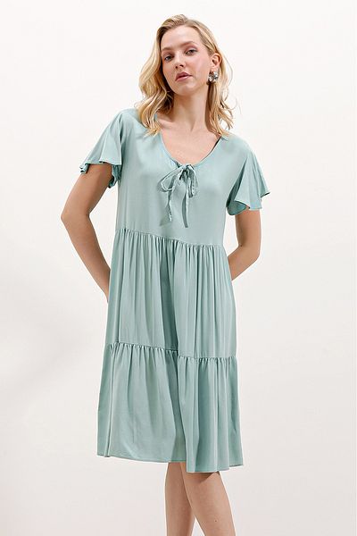Bigdart 2352 V-Neck Short Dress - D. Mint