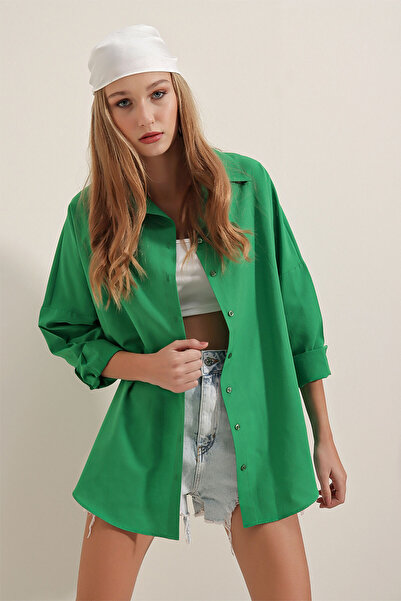Bigdart 3900 Oversize Long Basic Shirt - Green
