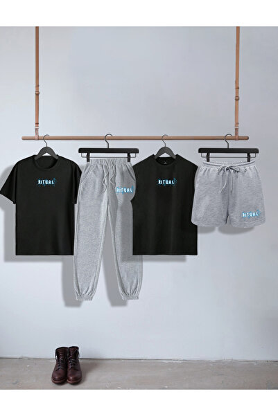 ZEMLİYA طقم تي شيرت مطبوع من RITUAL مكون من 4 قطع (تي شيرت + تي شيرت بدون أكم...