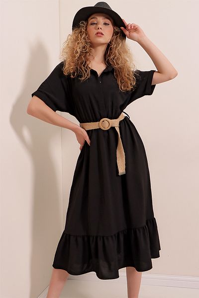 Bigdart 2292 Kleid mit Gürtel – Schwarz