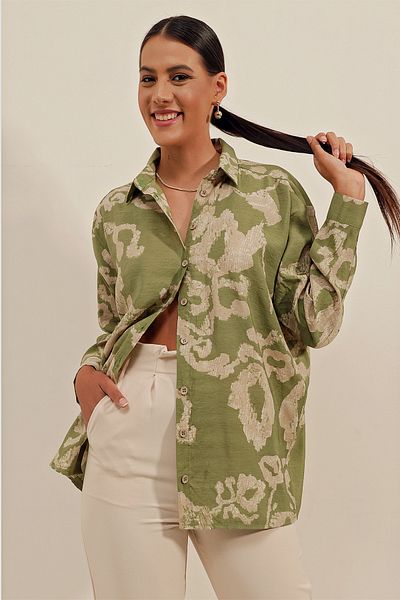 Bigdart Cămașă de bază lungă oversize 3900 - V. Verde