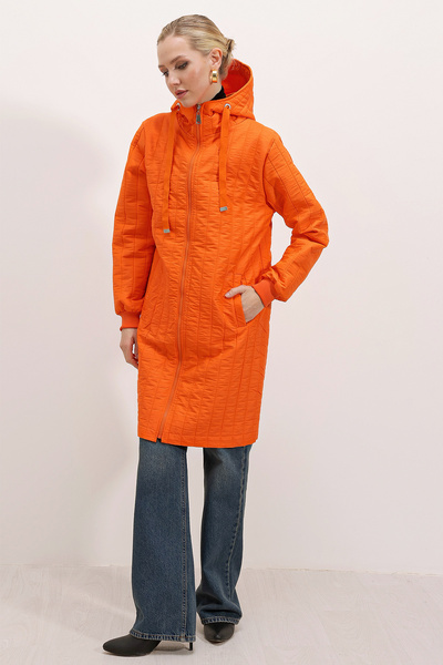 Bigdart 5138 Quilted Long Coat - Orange