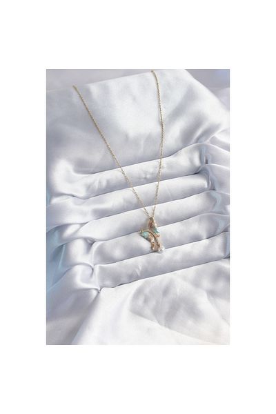 Skygo Gold Colored 316l Steel Zircon Stone Butterfly Figured Women's Necklace - Tj-bko8048