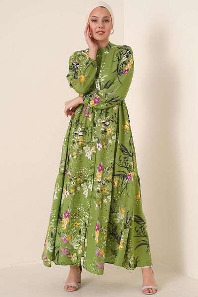 Bigdart 2144 Judge Collar Hijab Dress - G.green
