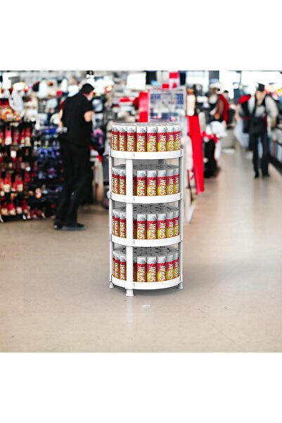 relaxstand 4 Raflı Oval Standlı Beyaz Sprey Ve Aerosol Teşhiri