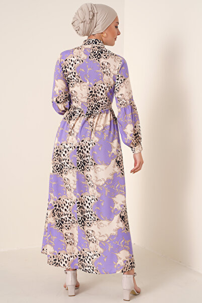 Bigdart 2295 Shirt Collar Hijab Dress - Lilac