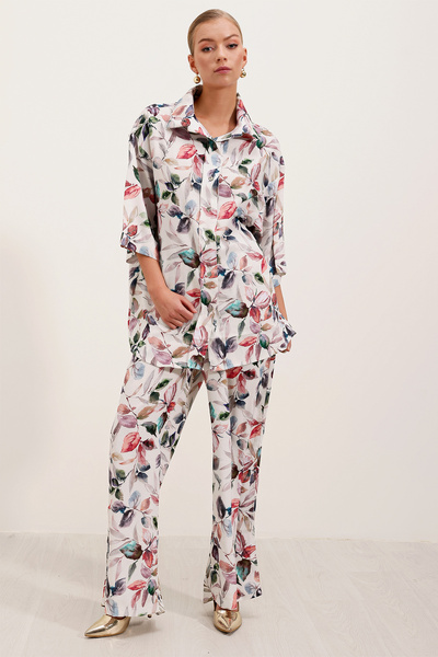 Bigdart 6607 Patterned Linen Double Set - Powder