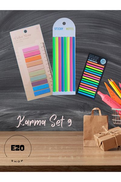 EZOSHOP Set of 3 Postit Long Short Strip Transparent Adhesive Note Paper Stationery Postit Mixed Set 9