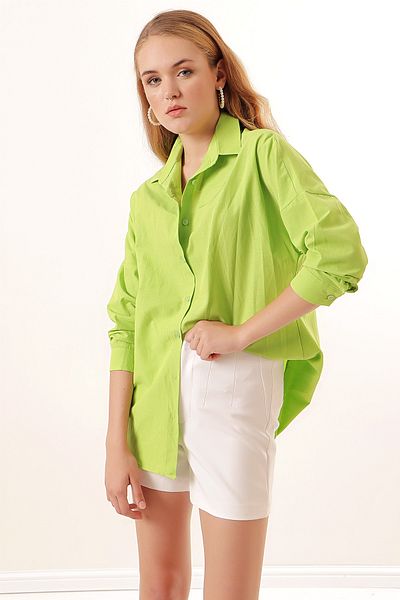 Bigdart Cămașă de bază lungă oversize 3900 - Çağla