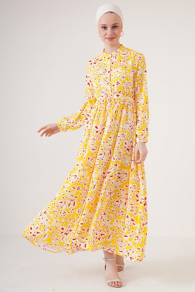 Bigdart Φόρεμα Hijab 2144 Magnificent Collar - Κίτρινο