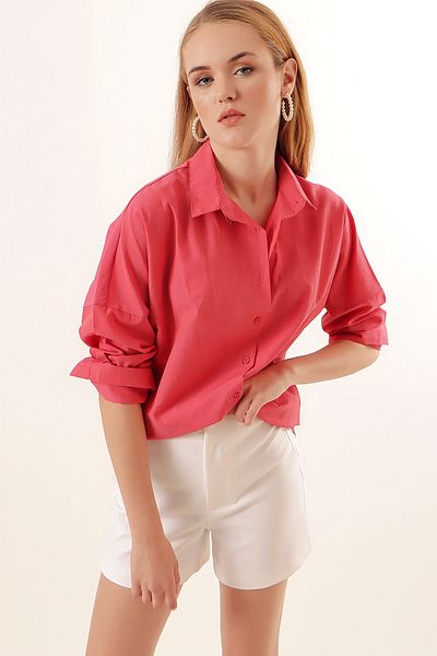 Bigdart 3900 Übergroßes langes Basic-Shirt – Granatapfel