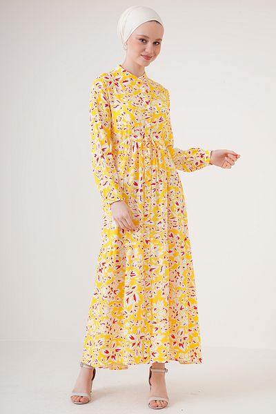Bigdart Φόρεμα Hijab 2144 Magnificent Collar - Κίτρινο