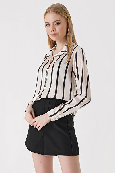 Bigdart 3964 Cămașă din satin în dungi - F. Negru