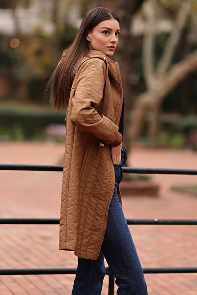 Bigdart 5138 Quilted Long Coat - Tan