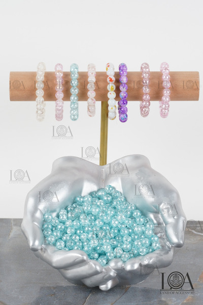 LANDOFACCESSORY 8 mm Cam Boncuk - Takı Boncuğu - Tesbih Boncuğu - Bileklik Ak...