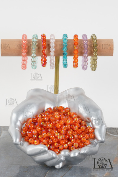 LANDOFACCESSORY 8 mm Cam Boncuk - Takı Boncuğu - Tesbih Boncuğu - Bileklik Ak...