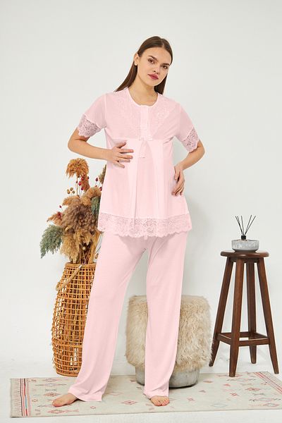 LORIAN'S Ecru Women's Maternity and Maternity Pajamas Set 3 Pieces