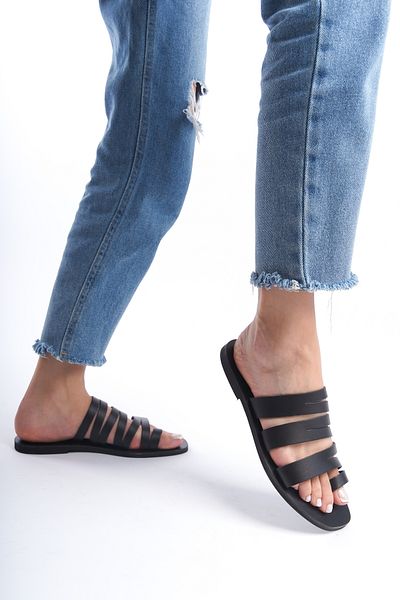 DaphneSandals شبشب نسائي من الجلد الطبيعي باللون الأسود - M3401