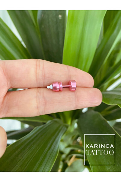 Karınca Piercing Biberon Pembe Renkli Kulak Flat Tragus Helix Piercing