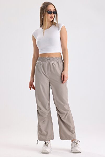 MD trend Women's Pleated Adjustable High Waist and Elastic Leg Parachute Pants