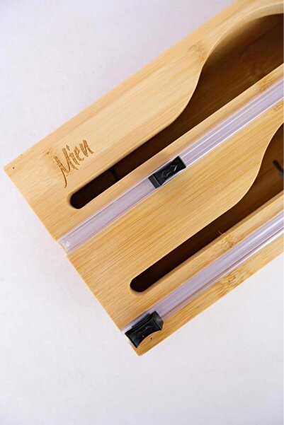 Digithome Bamboo 2-Compartment Stretch and Aluminum Foil Cutter Organizer - D/11 C1-1-289